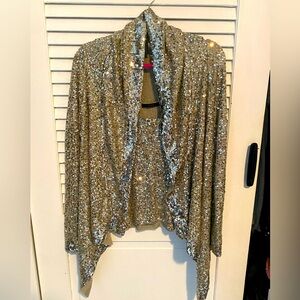 Gorgeous sequence Donna Karan cashmere sweater set